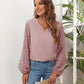 Full Size Swiss Dot Balloon Sleeve Blouse