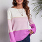 Color Block Horizontal Ribbing Sweater