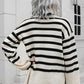 Striped Turtleneck Drop Shoulder Sweater