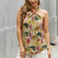 Be Stage Full Size Floral Halter Top in Green