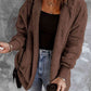 Open Front Hooded Faux Fur Outwear Jacket with Pockets