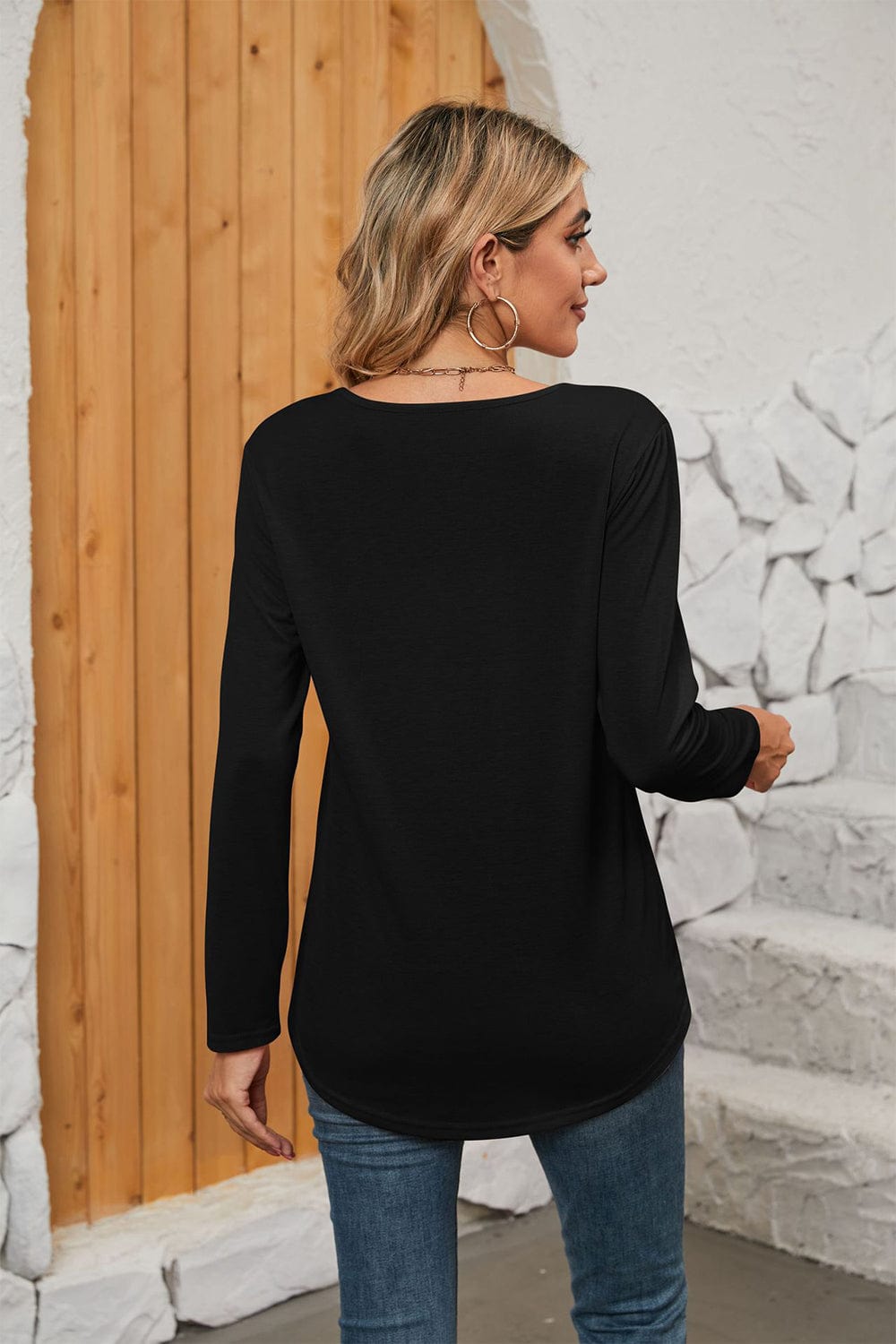 Full Size Square Neck Long Sleeve T-Shirt