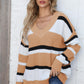 Color Block V-Neck Dropped Shoulder Sweater