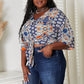 Double Take Tie Hem V-Neck Three-Quarter Sleeve Blouse
