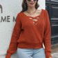 KnittedEmporium Crisscross Surplice Neck Long Sleeve Sweater