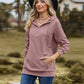 Full Size Cable-Knit Zip-Up Hooded Blouse