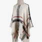 Plaid Turtleneck Raw Hem Poncho