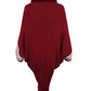 One Size Striped Fringe Detail Long Sleeve Poncho