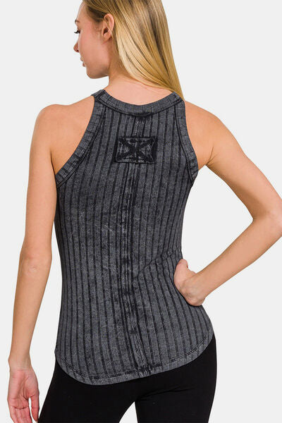 Zenana Ribbed Grecian Neck Tank *