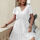 Double Take Plus Size Ruffle Hem V-Neck Short Sleeve Dress