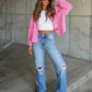 Love Cozy Stuff Ribbed Collared Neck Button Up Jacket
