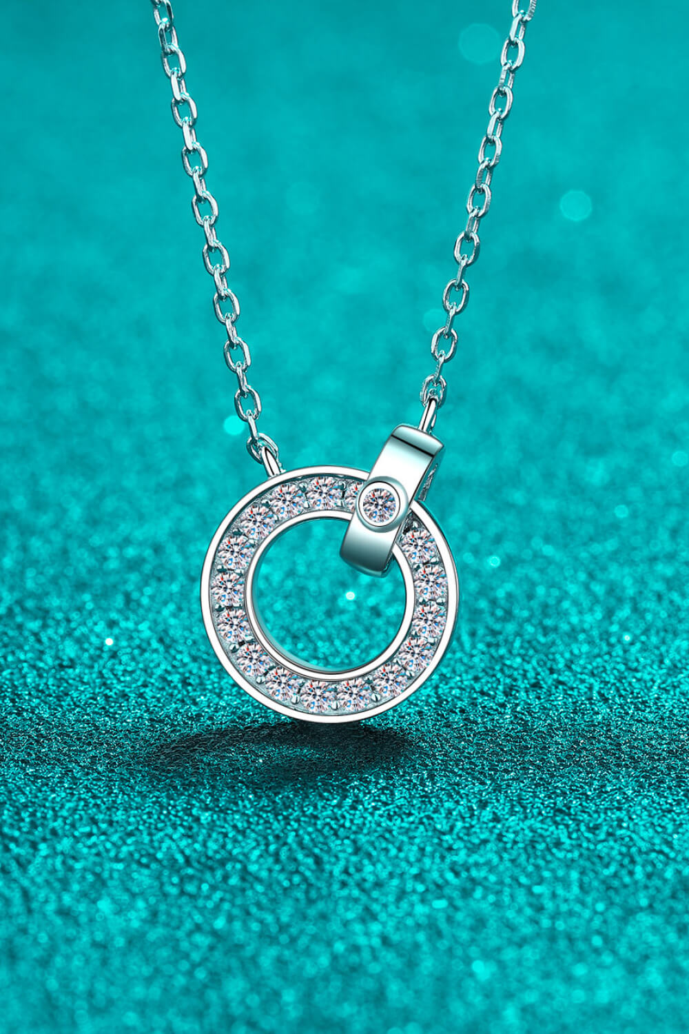 Women's Moissanite Pendant Rhodium-Plated Necklace