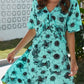 Backless Ruffled Printed V-Neck Dress