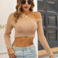 Cable-Knit One Shoulder Long Sleeve Sweater