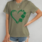 Heart Lucky Clover Round Neck Short Sleeve T-Shirt