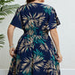 Plus Size Botanical Print Flutter Sleeve Smocked Waist Dress
