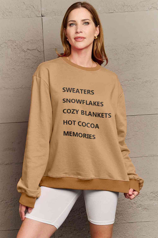 Simply Love SEASONAL Full Size Letter Graphic Round Neck Sweatshirt