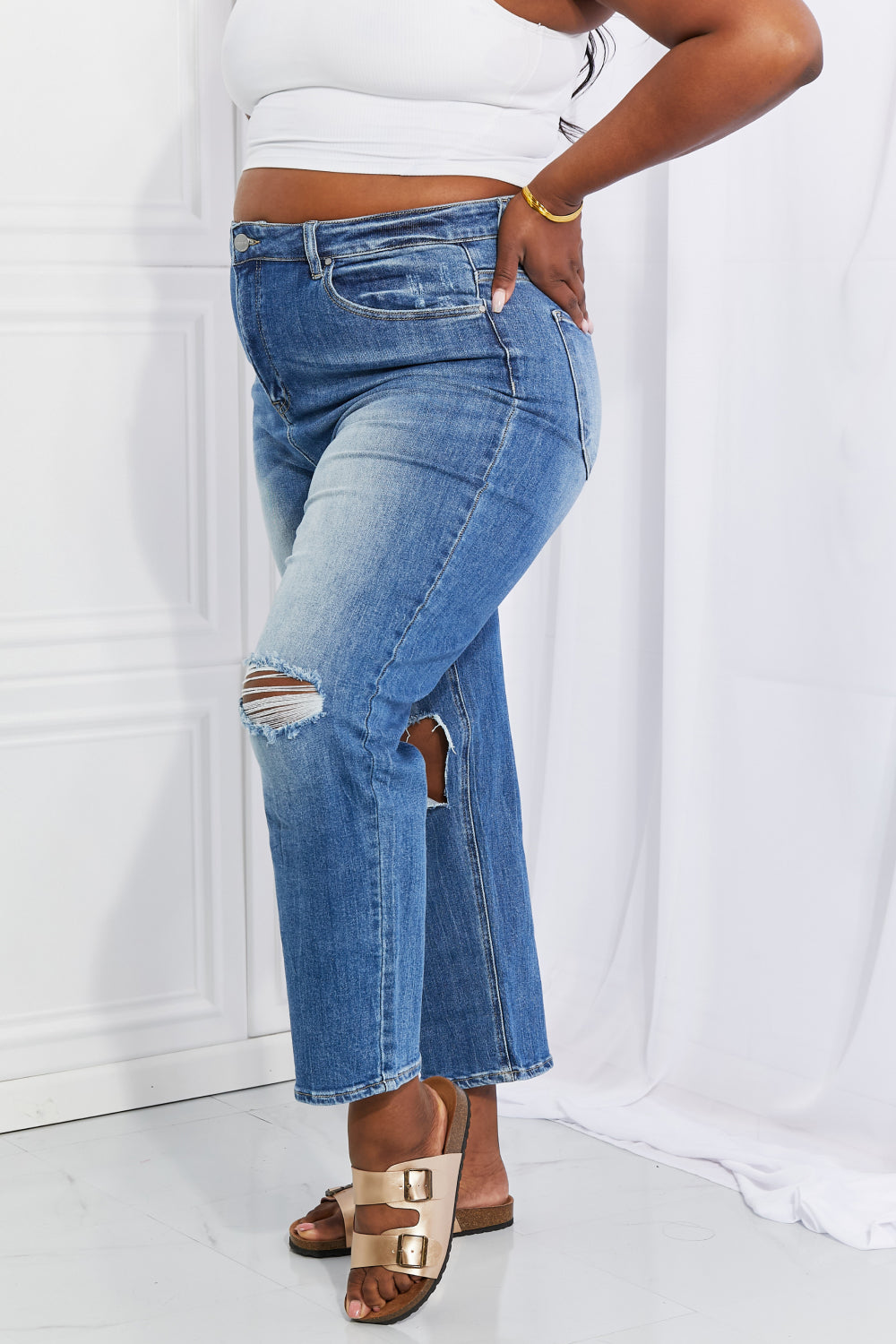 RISEN Full Size Emily High Rise Relaxed Jeans *