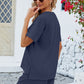 Adryane Jay Notched Button Detail Dropped Shoulder Top and Shorts Set