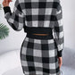 Plaid Round Neck Top and Skirt Sweater Set