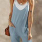 Pocketed Spaghetti Strap Wide Leg Jumpsuit