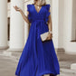 Tied Surplice Cap Sleeve Pleated Dress