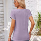Eyelet Round Neck Petal Sleeve T-Shirt
