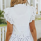 Women's Frill Trim Flutter Sleeve Plunge Blouse