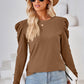 Round Neck Puff Sleeve Blouse