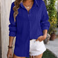 Button Up Dropped Shoulder Shirt