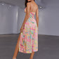 Double Crazy Multi Abstract Print Tied Split Cami Dress