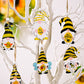 Hanging 3-Pack Bee Themed Wood Gnome Ornaments