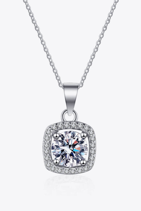 Women's Moissanite Square Pendant Chain Necklace