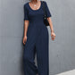 Women's Scoop Neck Half Sleeve Wide Leg Jumpsuit