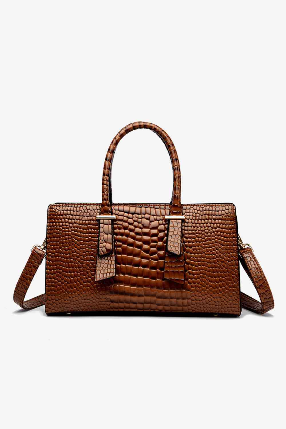 Burnt Umber Textured PU Leather Handbag