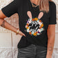 Women's Full Size HAPPY EASTER Graphic Black T-Shirt