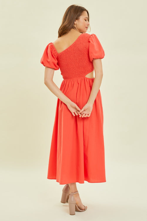 HEYSON Smocked Cutout Midi Dress *