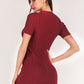 Women's Buttoned Short Sleeve V-Neck Knit Dress