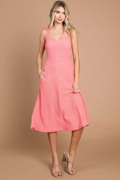 Culture Code Texture Square Neck Tank Dress with Pockets *