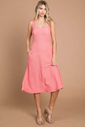 Culture Code Texture Square Neck Tank Dress with Pockets *