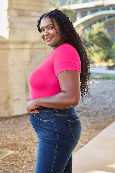 Basic Bae Full Size Round Neck Short Sleeve Bodysuit *