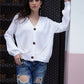 Women's TrendiStyles Rib-Knit Balloon Sleeve Cardigan