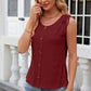 Eyelet Round Neck Wide Strap Tank