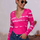 Tie-Dye Plunge Long Sleeve Top