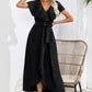 Ruffled Tied V-Neck Midi Dress