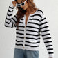 Striped Button Front Cardigan