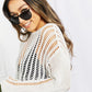 SO SUMMER Long Sleeve Round Neck Openwork Cover-Up