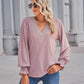 Full Size V-Neck Eyelet Flounce Sleeve Blouse