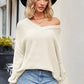 Adriana & Bae V-Neck Ribbed Dropped Shoulder Knit Top