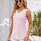 Eyelet Decorative Button V-Neck Tank